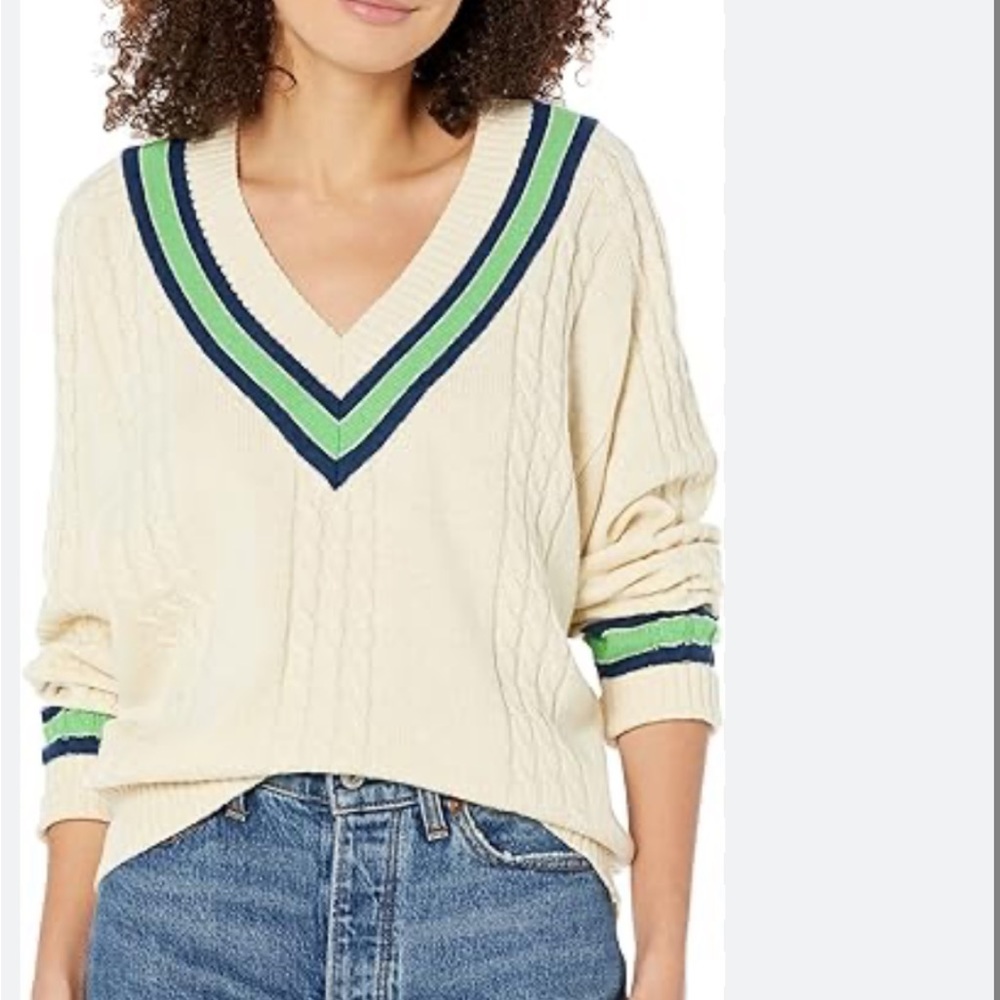 Rebecca Taylor Contrast- Tipped V-Neck Sweater
